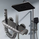 Inteligentny System Prysznicowy 4-w-1 z Wyświetlaczem LED Temperatury, Sterowaniem Termostatycznym, Głowicą Deszczową, Słuchawką Prysznicową 3 Tryby, Kaskadą, Zewnętrznym Bidetem i Obrotem 360