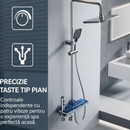 System Prysznicowy Premium z Oświetleniem LED i Cyfrowym Wyświetlaczem, Panel Dotykowy Typu Piano, Montaż Ścienny, Nowoczesny Design