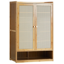Szafka na buty bambusowa z drzwiami typu rattan, przestronna, organizer na obuwie, nowoczesny design, 94 x 32 x 60 cm