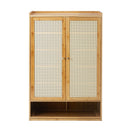Szafka na buty bambusowa z drzwiami typu rattan, przestronna, organizer na obuwie, nowoczesny design, 94 x 32 x 60 cm