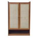 Szafka na buty z drzwiami typu rattan, 6 poziomów przechowywania, przewiewny design, otwarta przestrzeń dolna, 94 x 32 x 60 cm
