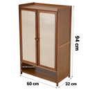 Szafka na buty z drzwiami typu rattan, 6 poziomów przechowywania, przewiewny design, otwarta przestrzeń dolna, 94 x 32 x 60 cm