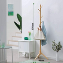 Wieszak pionowy bambusowy z 8 haczykami, naturalny design, organizer na ubrania i akcesoria