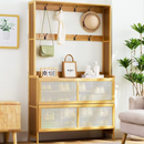 Szafka na buty z bambusa 3-w-1 | 2 Komory | 70x31x168 cm | Organizacja Przedpokoju, Sypialni lub Salonu