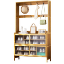Szafka na buty z bambusa 3-w-1 | 2 Komory | 70x31x168 cm | Organizacja Przedpokoju, Sypialni lub Salonu