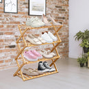 Bambusowy Regał na Buty z 4 Poziomami, Składany, Łatwa Organizacja Obuwia, 70 cm