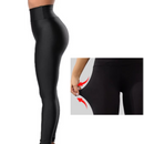 Pakiet 1+1 Legginsy Damskie Ocieplane Czarne z Wysokim Stanem - Błyszczący Wygląd, Puszysta Podszewka, Termoelastyczne na Zimę