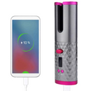Bezprzewodowa automatyczna lokówka, ceramika z turmalinem, wyświetlacz LCD, 6 poziomów temperatury 150-220°C, timer 8-18 s, obrót w lewo/prawo, akumulator 2500mAh, ładowanie USB