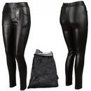 Pakiet 1+1 Ciepłe, ocieplane legginsy z kieszeniami - imitacja skóry ekologicznej na zimę