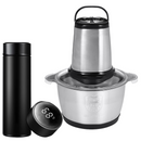 Pakiet Prezentowy: Elektryczny Rozdrabniacz Wielofunkcyjny z 4 Ostrzami Ze Stali Nierdzewnej + Termos Smart LCD 500ml - Zestaw Premium do Kuchni