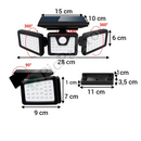 Zestaw: Zewnętrzna Lampa Solarna LED z 3 Głowicami + Czołówka LED z Akumulatorem, Czujnik Ruchu