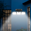 Zestaw: Zewnętrzna Lampa Solarna LED z 3 Głowicami + Czołówka LED z Akumulatorem, Czujnik Ruchu