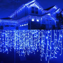 Zewnętrzna girlanda świetlna LED frędzle 12m niebieska – 300 diod LED, 8 trybów świecenia
