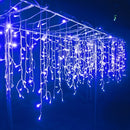 Zewnętrzna girlanda świetlna LED frędzle 12m niebieska – 300 diod LED, 8 trybów świecenia
