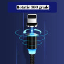 Kabel Ładujący Magnetyczny 3w1 z LED - Lightning, USB-C, Micro USB - Kompatybilny z iPhone/Android