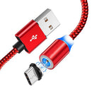 Kabel Ładujący Magnetyczny 3w1 z LED - Lightning, USB-C, Micro USB - Kompatybilny z iPhone/Android