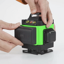 Niwelator Laserowy 4D z 16 Liniami, 4 Wiązki x 360 Stopni, Zielone Linie, Zasięg 25m, Dokładność ± 2mm/10m, Autopoziomowanie, Kąt Prosty, Baterie 2 x 4000 mAh 4.2V, Pilot