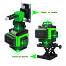 Niwelator Laserowy 4D z 16 Liniami, 4 Wiązki x 360 Stopni, Zielone Linie, Zasięg 25m, Dokładność ± 2mm/10m, Autopoziomowanie, Kąt Prosty, Baterie 2 x 4000 mAh 4.2V, Pilot