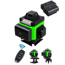 Niwelator Laserowy 4D z 16 Liniami, 4 Wiązki x 360 Stopni, Zielone Linie, Zasięg 25m, Dokładność ± 2mm/10m, Autopoziomowanie, Kąt Prosty, Baterie 2 x 4000 mAh 4.2V, Pilot